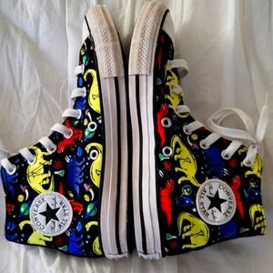 Kids Dinosaur Converse Chuck Taylor All Star High Tops, excellent condition Sz 3